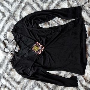 Black embroidered top